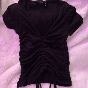 Black Crop Ruched Top Urban Outfitters